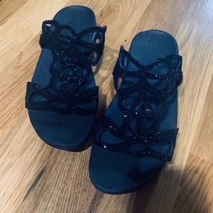 Black, sparkley sandals
